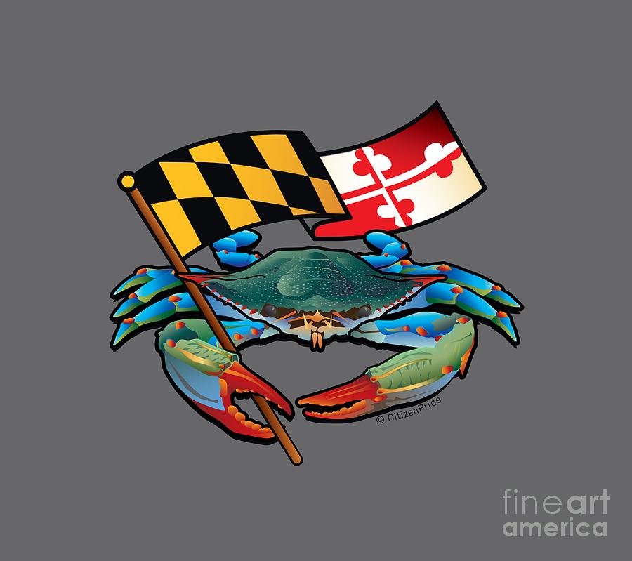 Blue Crab Maryland Flag Digital Art by Joe Barsin Pixels