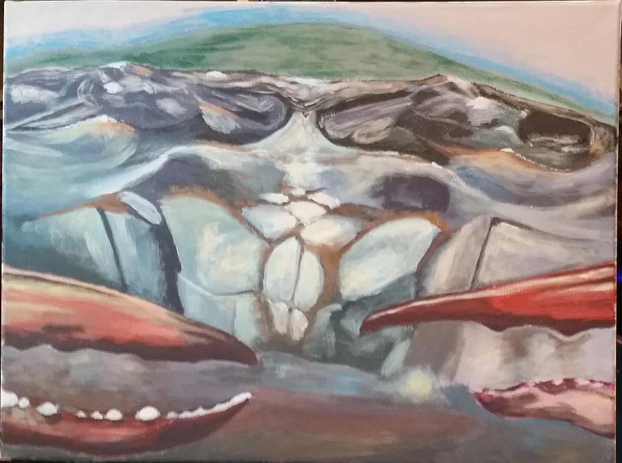 Blue Crab Self Portrait Painting by Mike Jenkins