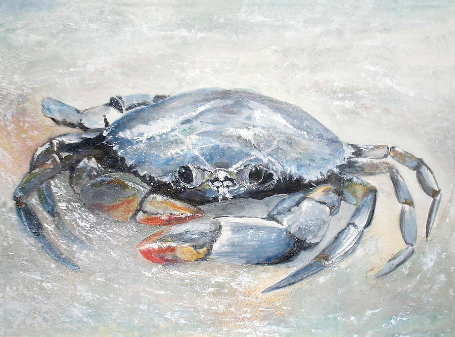 Crab Painting - Blue crab by Sibby S