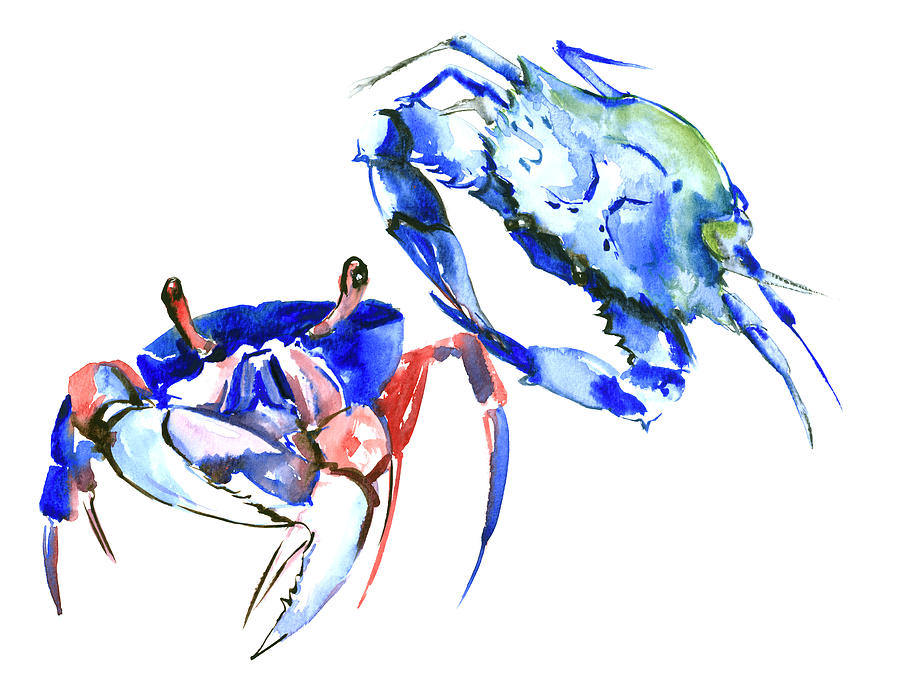 Blue Crabs Painting by Suren Nersisyan