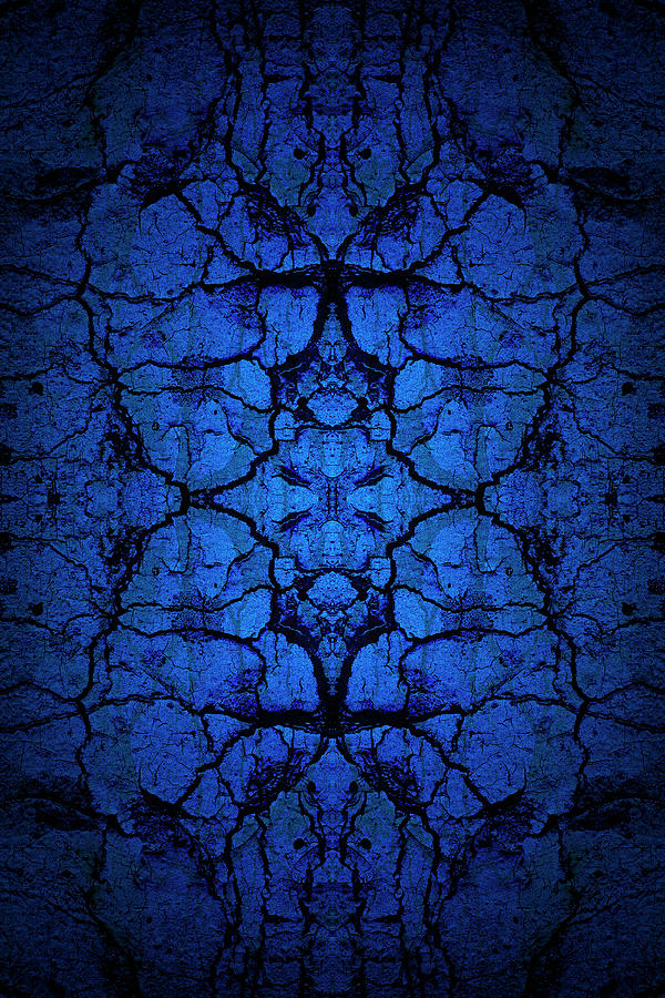 Blue cracked wall  Digital Art by Steve Ball