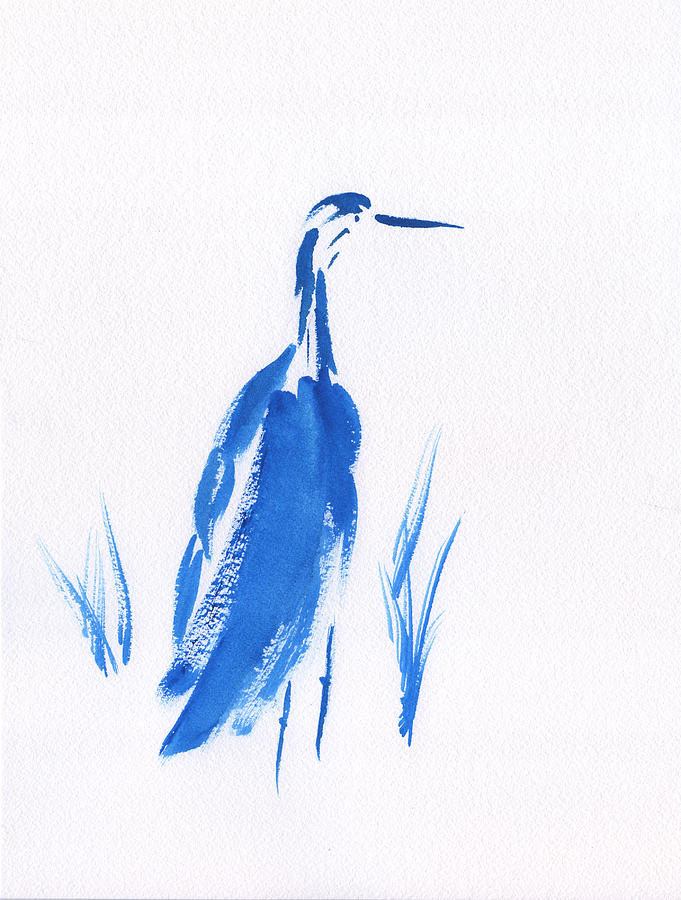 Blue Crane Painting by Frank Bright