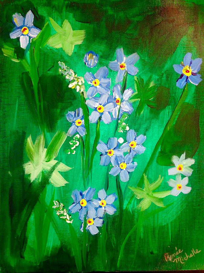 Blue Crocus Flowers Painting by Renee Michelle Wenker