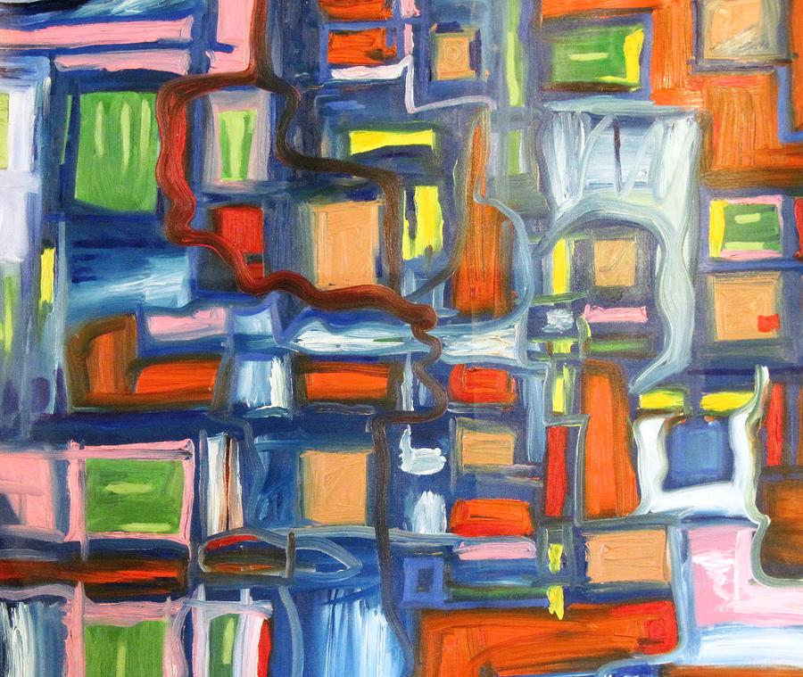 Abstract Painting - Blue Cube by Alfredo Dane Llana