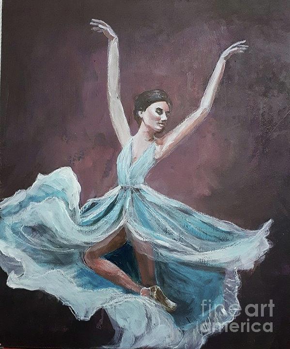 Blue Dancer Painting by Shirley Lennon