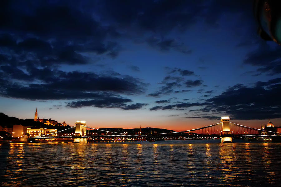 Blue Danube Sunset Budapest Photograph by KG Thienemann