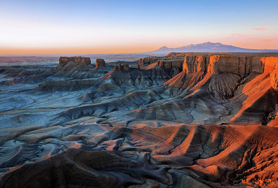 Spring Photograph - Blue dawn in the Cainville Badlands. by Wasatch Light
