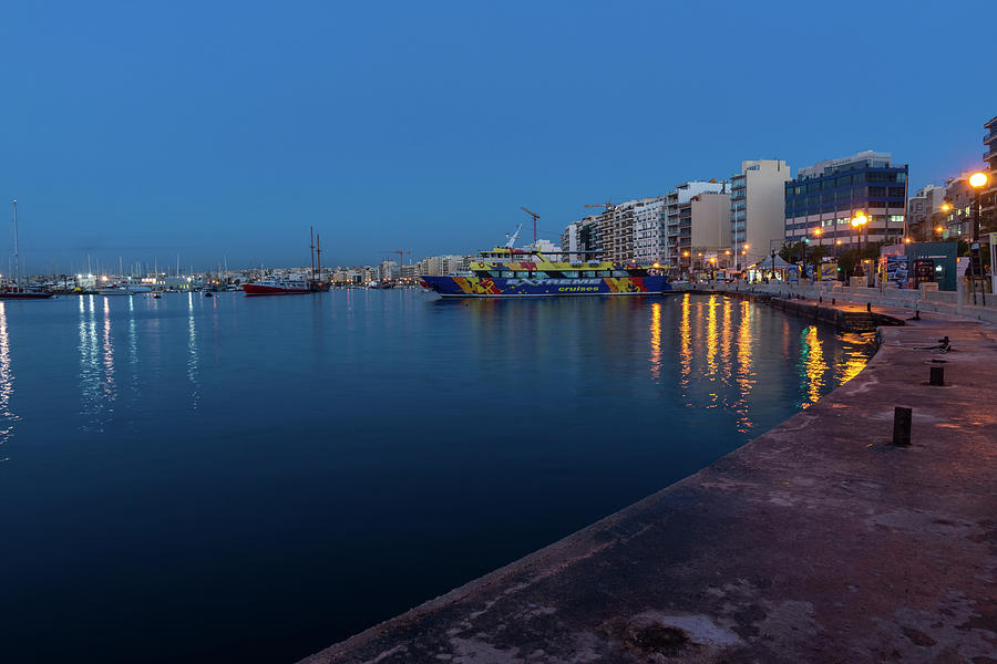 Blue Dawn Serenity at Marsamxett Harbor Malta Photograph by Georgia Mizuleva