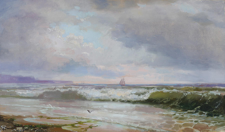 Blue Day at the Sea Shore Painting by Ilya Kondrashov