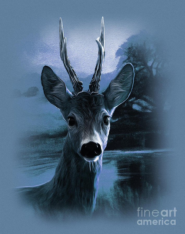 Blue Deer  Painting by Gull G