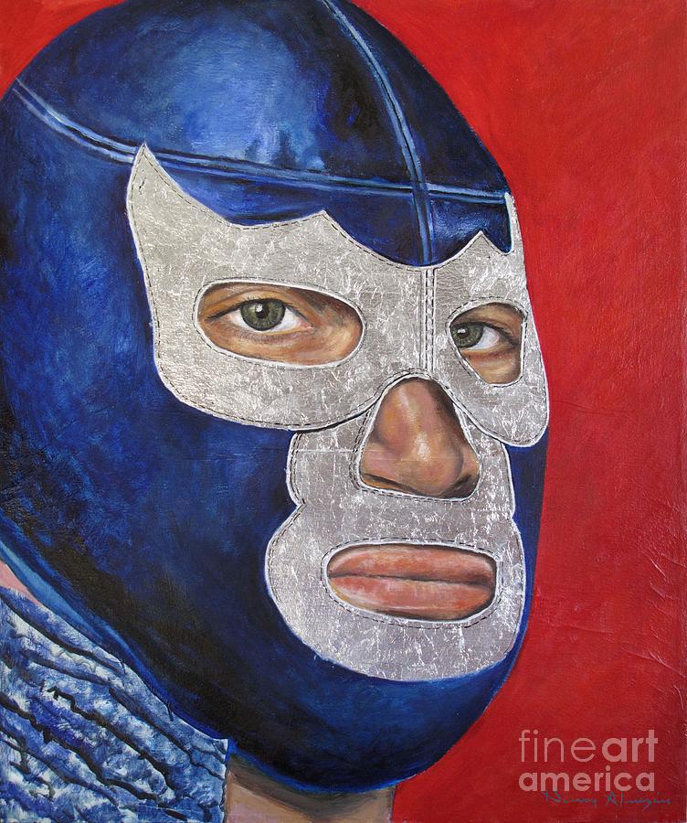 Portrait Painting - Blue Demon Jr by Nancy Almazan