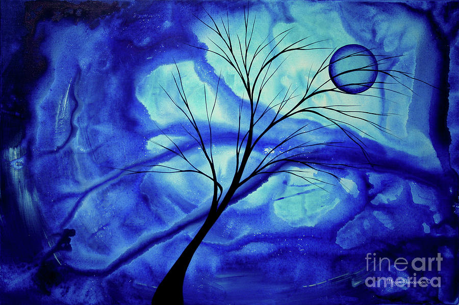Blue Depth Abstract Original Acrylic Landscape Moon Painting by Megan Duncanson Painting by Megan Aroon
