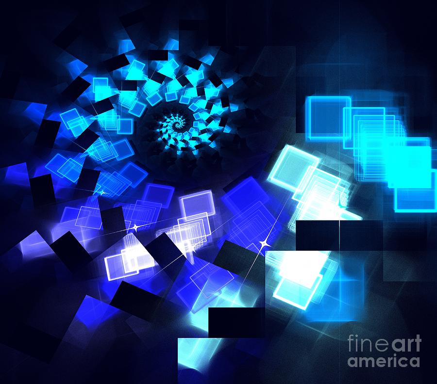 Abstract Digital Art - Blue Diamond Spiral by Kim Sy Ok