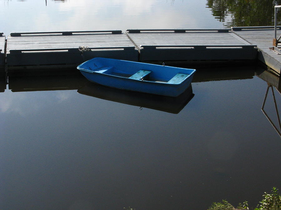Blue Dinghy Quiet Waters Photograph by Bill Tomsa