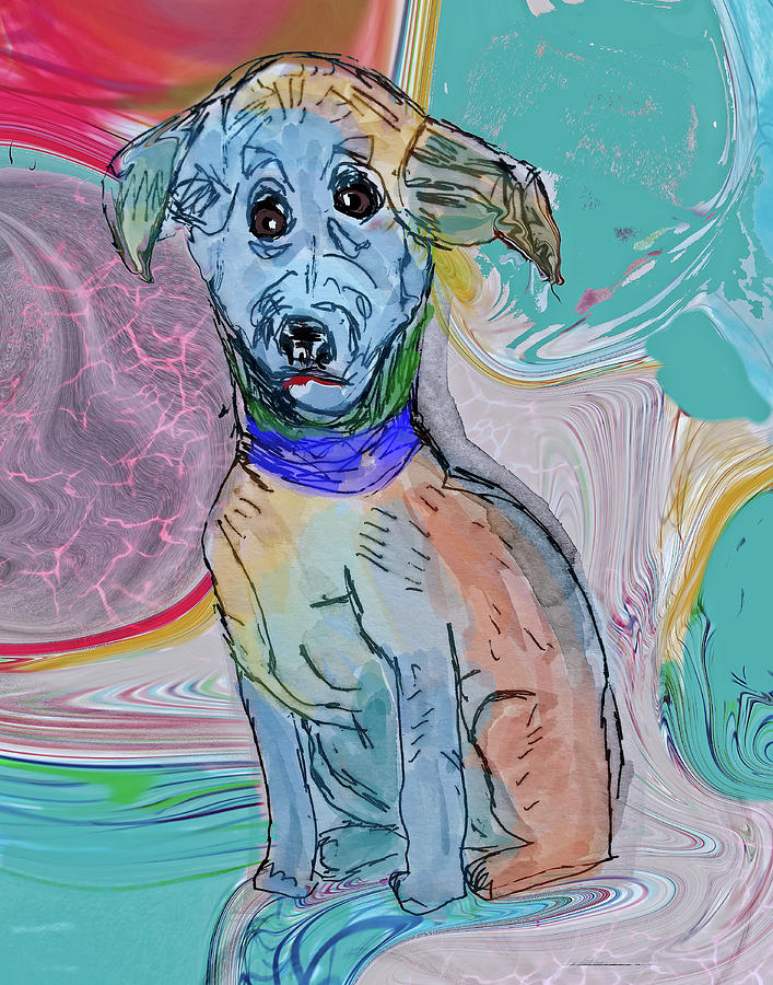 Blue Dog Looks for New Home Digital Art by Susan Stone