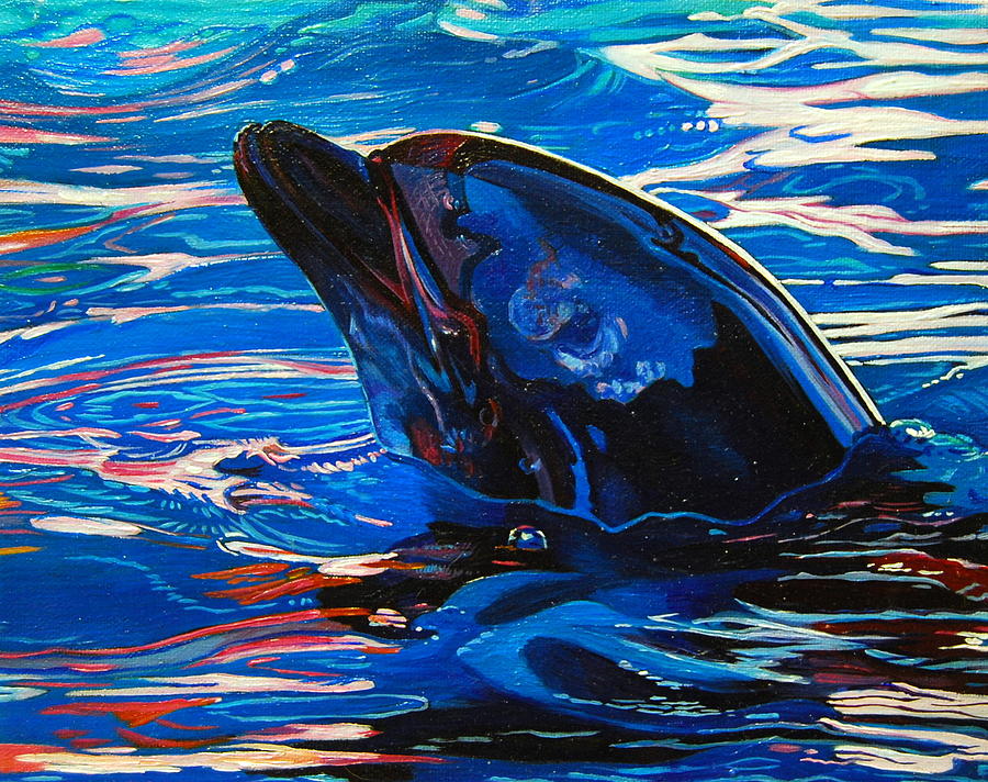 Animal Painting - Blue Dolphin by Kelly McNeil