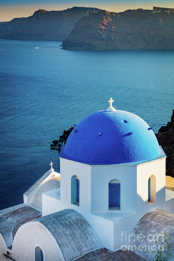 Greek Photograph - Blue Dome by Inge Johnsson