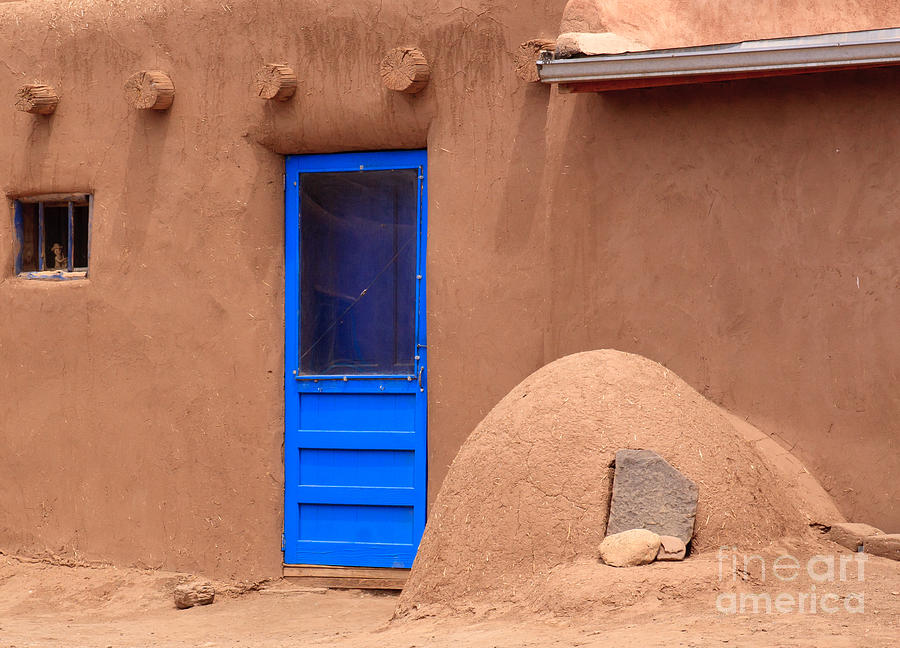 Blue Door And Adobe Photograph