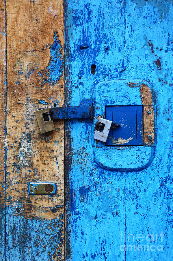 Blue Door and Padlocks 1 Photograph by James Brunker