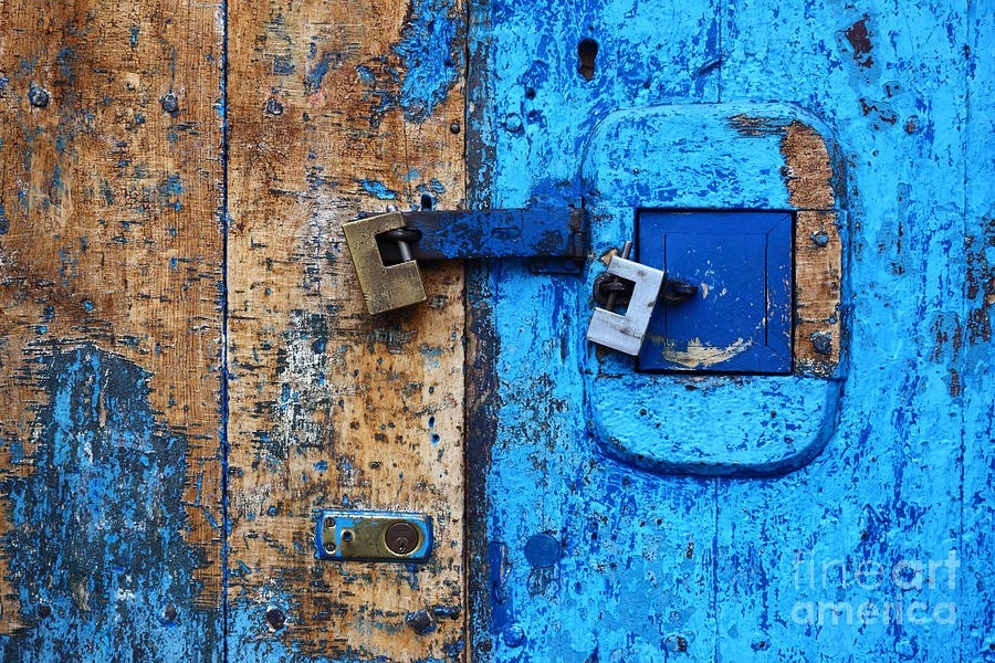 Blue Door and Padlocks 2 Photograph by James Brunker