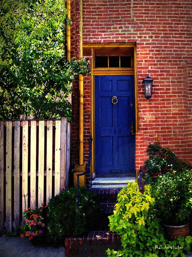 Blue Door, Baltimore Painting by RC DeWinter