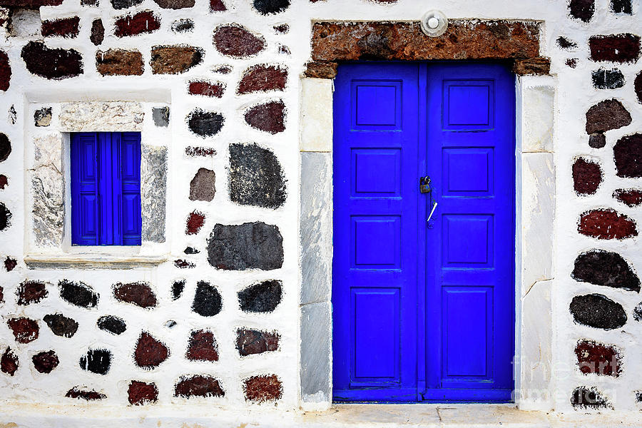 Travel Photograph Greek Architecture Picture Pale Blue Door Photo Corfu Greece Photograph White Door Photography Print