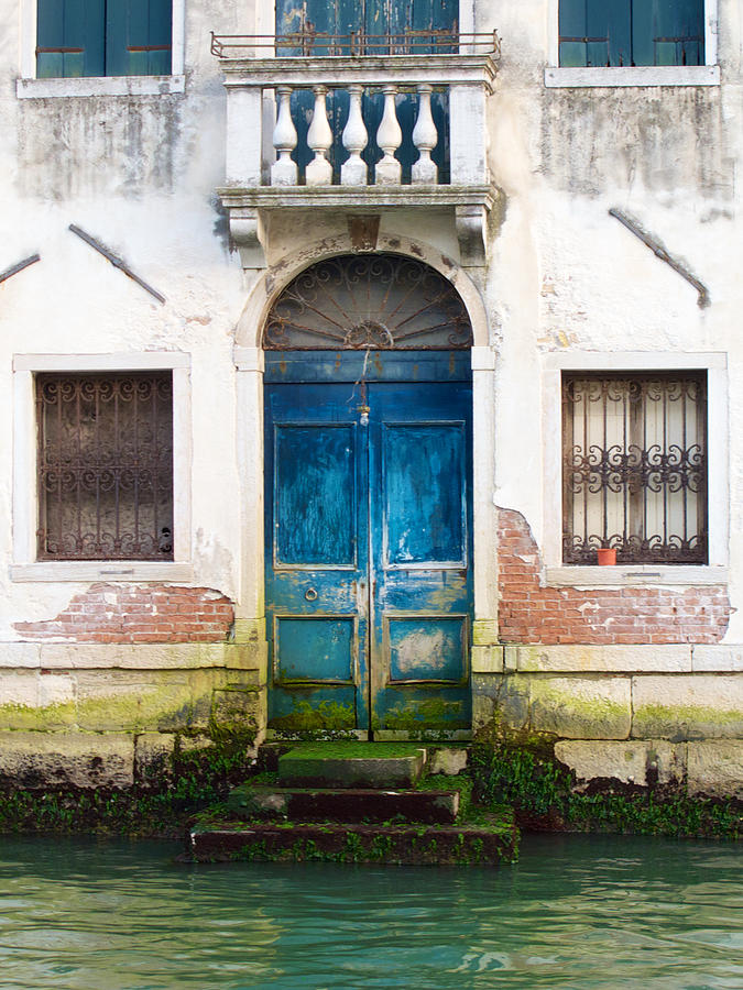 Blue Door With Algae Photograph by David Beebe