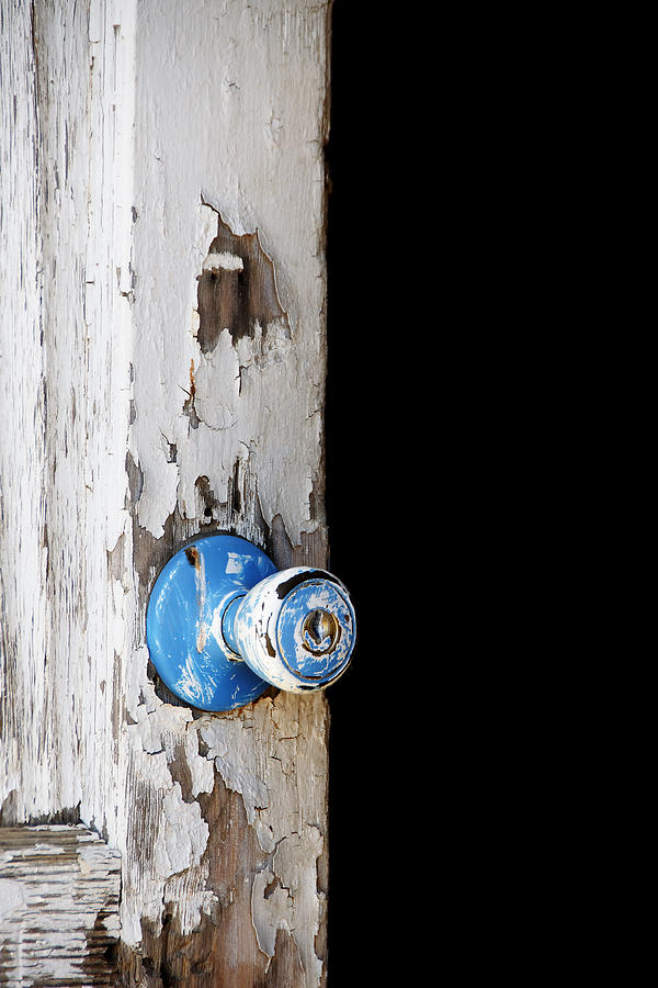 Blue -- Doorknob on an Old Door in Hwy 166,Santa Barbara County, California Photograph by Darin Volpe