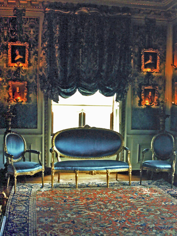 Castle Digital Art - Blue Drawing Room by DigiArt Diaries by Vicky B Fuller