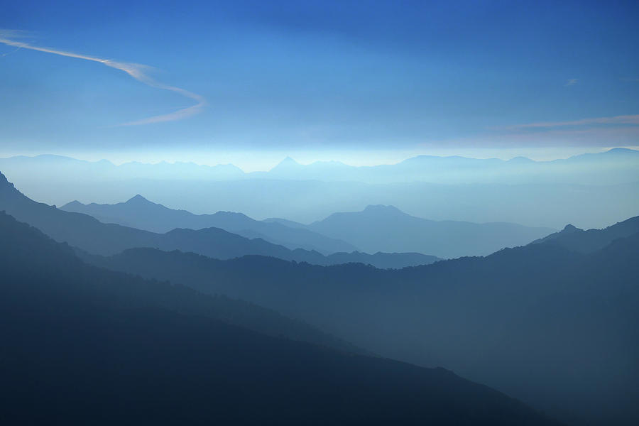 Mountain Photograph - Blue dreams. Misty mountains by Guido Montanes Castillo