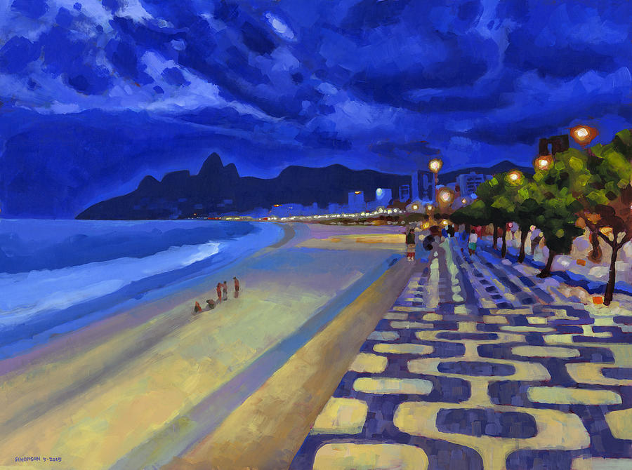Ipanema Painting - Blue Dusk Ipanema by Douglas Simonson Ipanema Painting - Blue Dusk Ipanema by Douglas Simonson