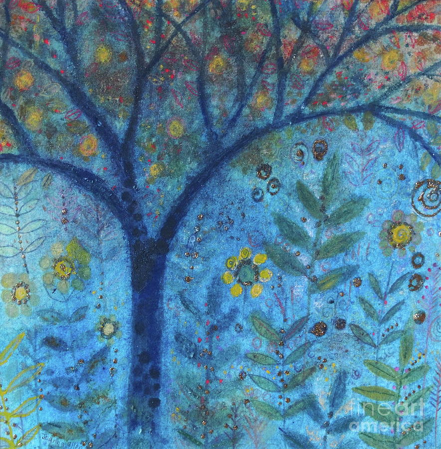 Blue Dusk Tree Mixed Media by Joanna Allen - Fine Art America