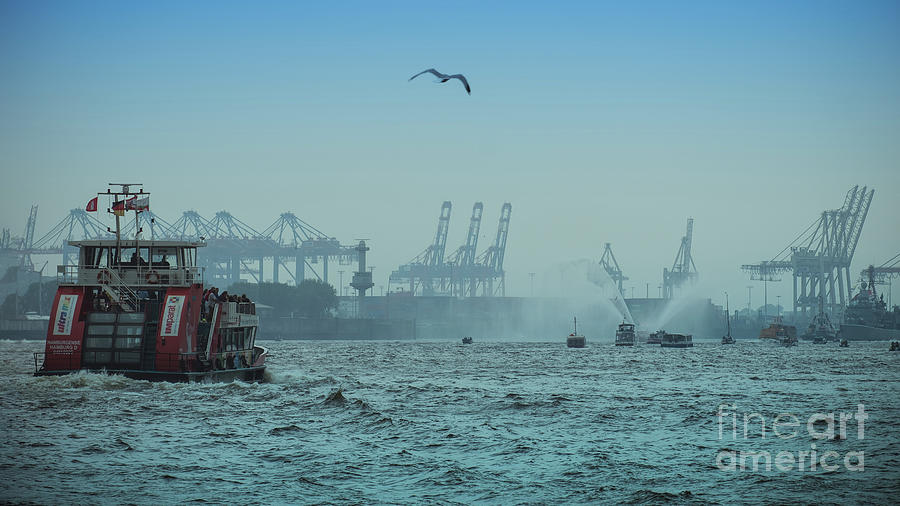 Blue Elbe in the haze Photograph by Marina Usmanskaya