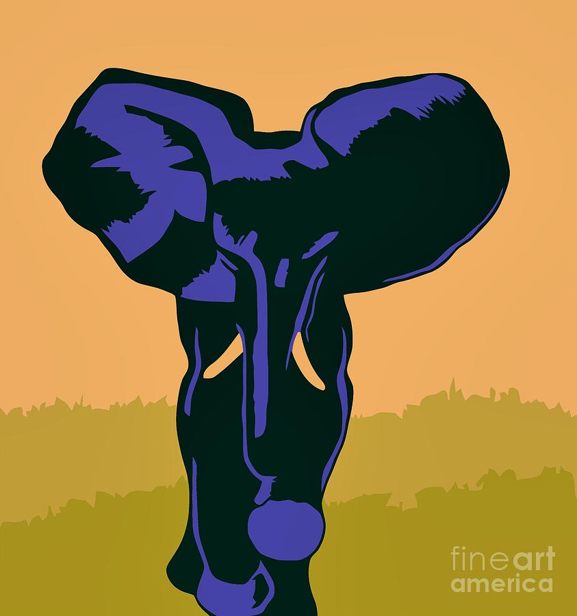 Blue elephant modern pop art Digital Art by Heidi De Leeuw