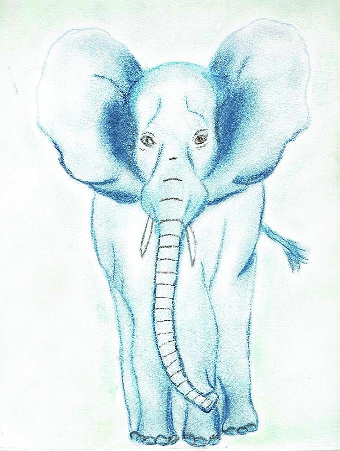 Blue Elephant  Drawing by Sarah Warman