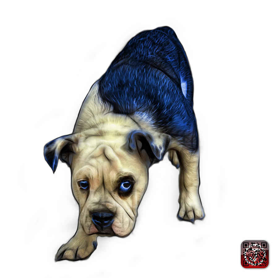 Blue English Bulldog Dog Art - 1368 - WB Painting by James Ahn