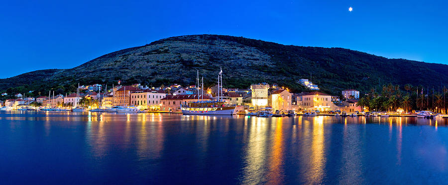 Blue evening in Vis town panoramic Photograph by Brch Photography