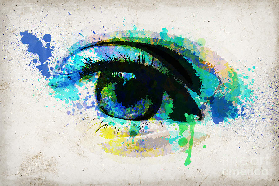 Abstract Painting - Blue eye watercolor by Delphimages Photo Creations