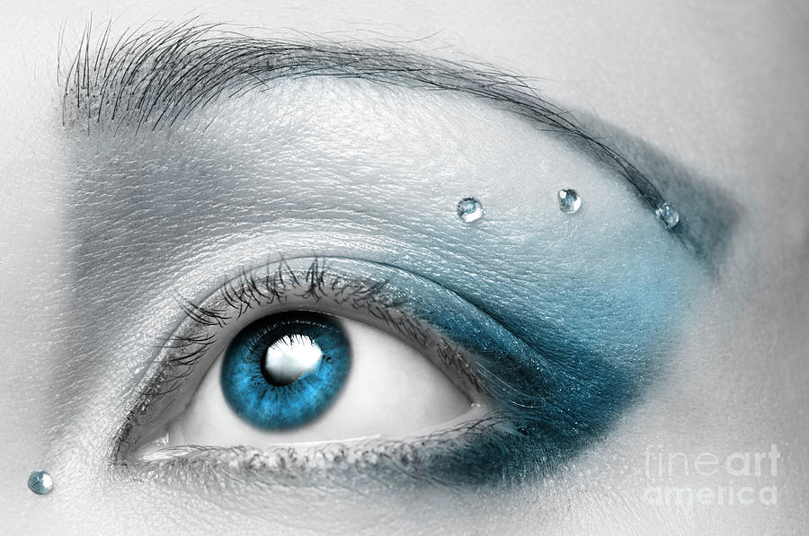 Blue Eye with Artistic Make-up art print Photograph by Maxim Images Exquisite Prints