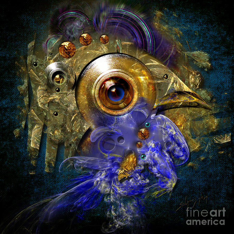 Blue eyed bird Painting by Alexa Szlavics