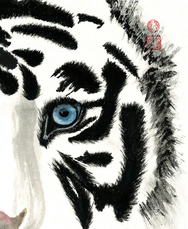 Blue-Eyed Tiger Painting by Terri Harris