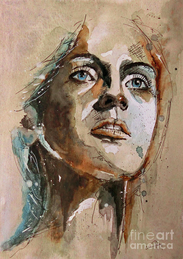Portrait Painting - Blue Eyes by Callan Art