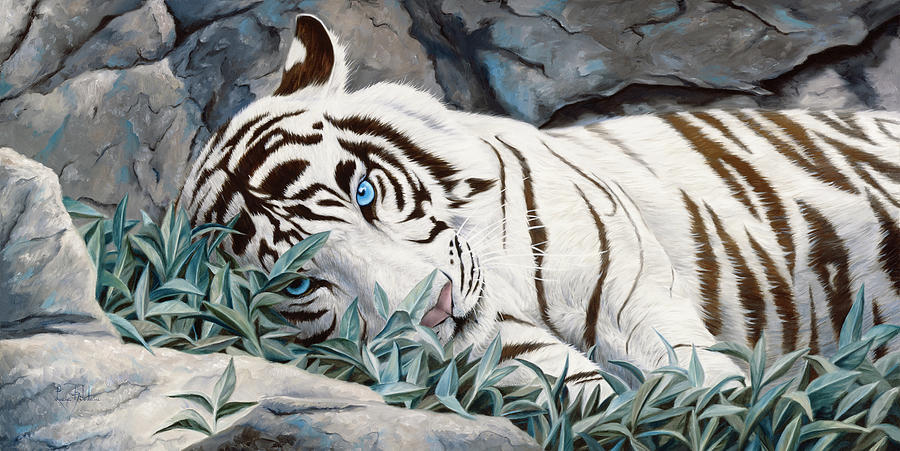Tiger Painting - Blue Eyes by Lucie Bilodeau