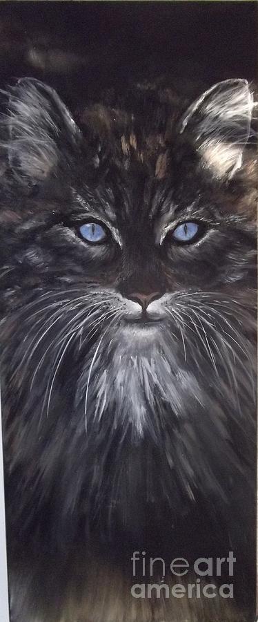 Blue Eyes the Cat Painting by Lizzy Forrester