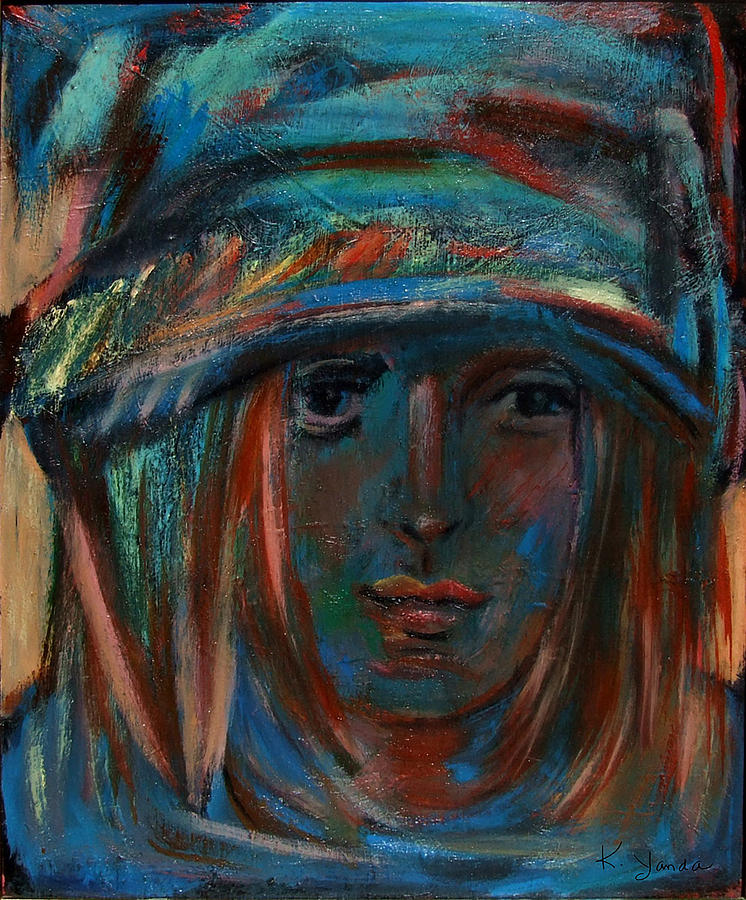Blue Faced Girl Painting by Katt Yanda