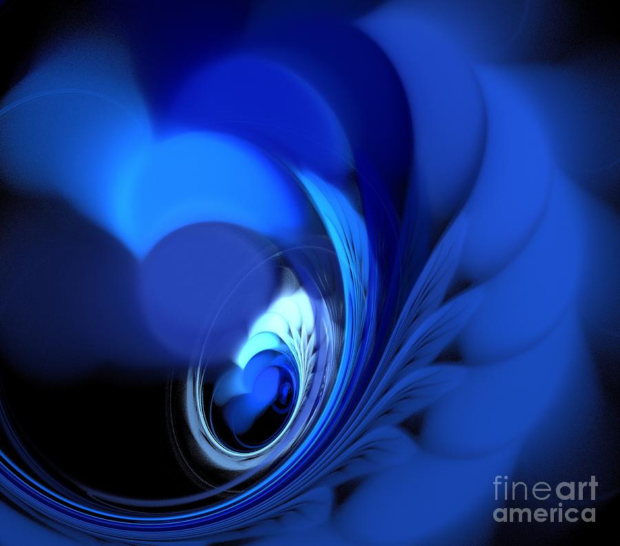 Abstract Digital Art - Blue Fan Leaves by Kim Sy Ok