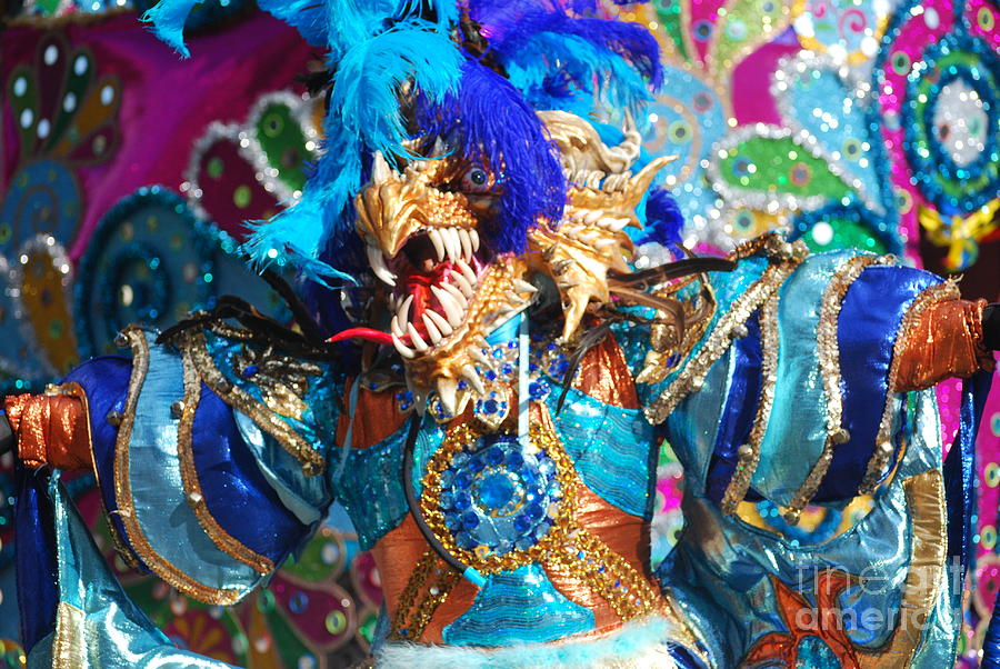 Blue Feather Carnival Costume and Colorful Background Horizontal Photograph by Heather Kirk