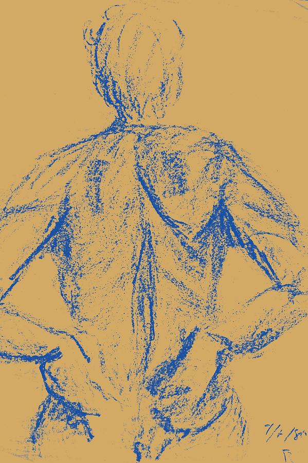 Nude Drawing - Blue Female Nude Back  by Sheri Parris
