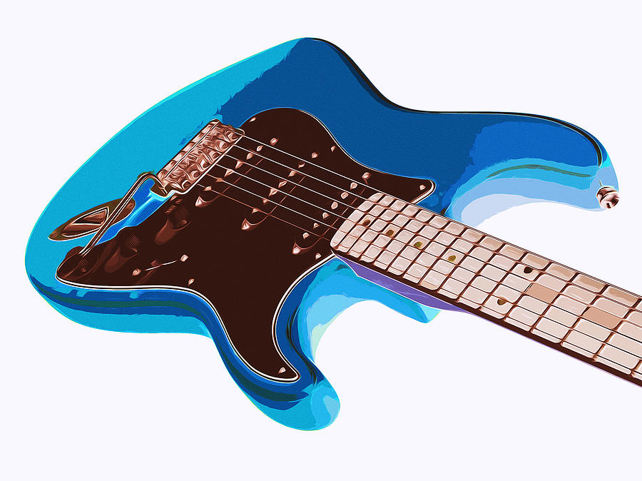 Blue Fender Stratocaster  Painting by AM FineArtPrints
