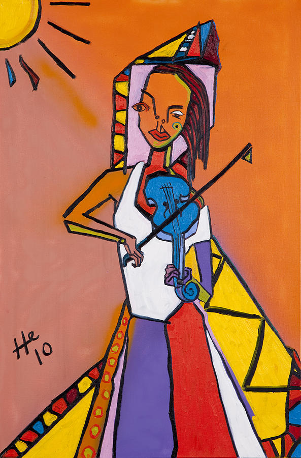 Blue Fiddler 36X24 Painting by Hans Magden
